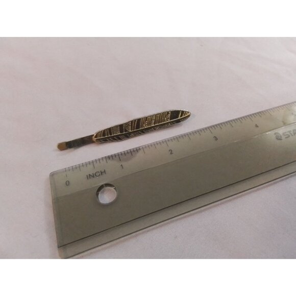 Vintage Feather Design Bobby Pin Hair Accessory Gold Tone - Picture 2 of 3